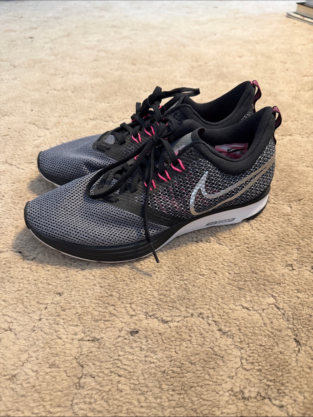 Nike Women's Gray and Pink Mesh Athletic Running Shoes